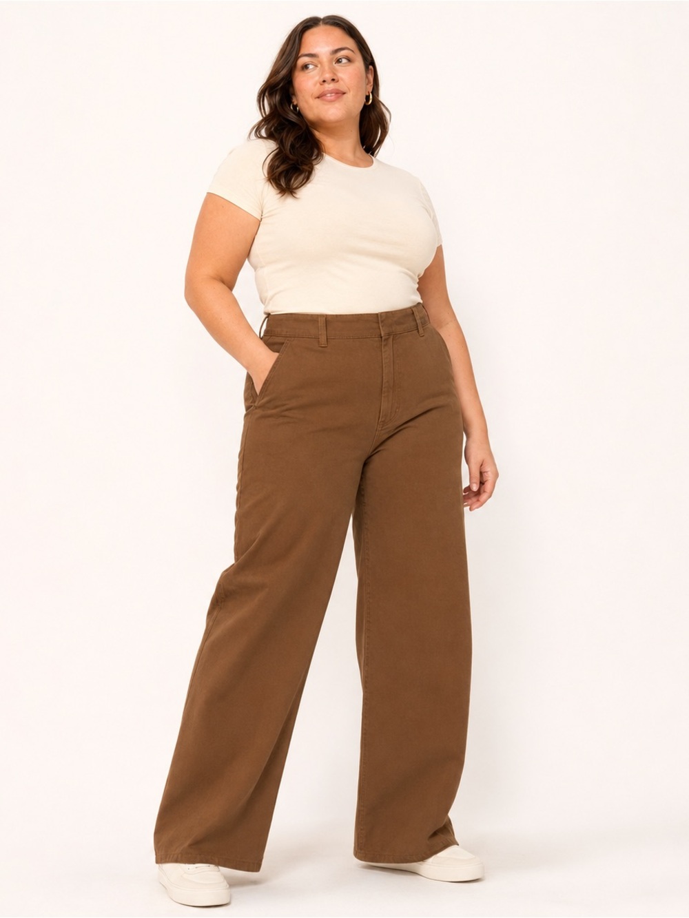 Good American Good Skate Wide Leg Pants in Brown Washed , size 18 Plus NEW